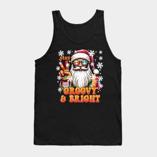 Stay Groovy and Bright Santa Retro Christmas Design Tank Top